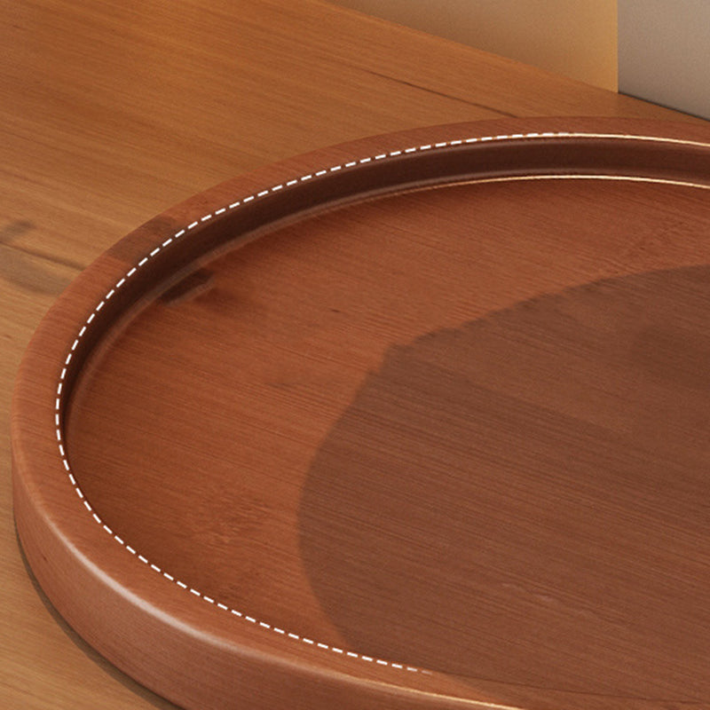 Modern Minimalist Bamboo &amp; Metal Oval Table Storage Shelf 2-Tier Organizer For Entryway &amp; Bedroom