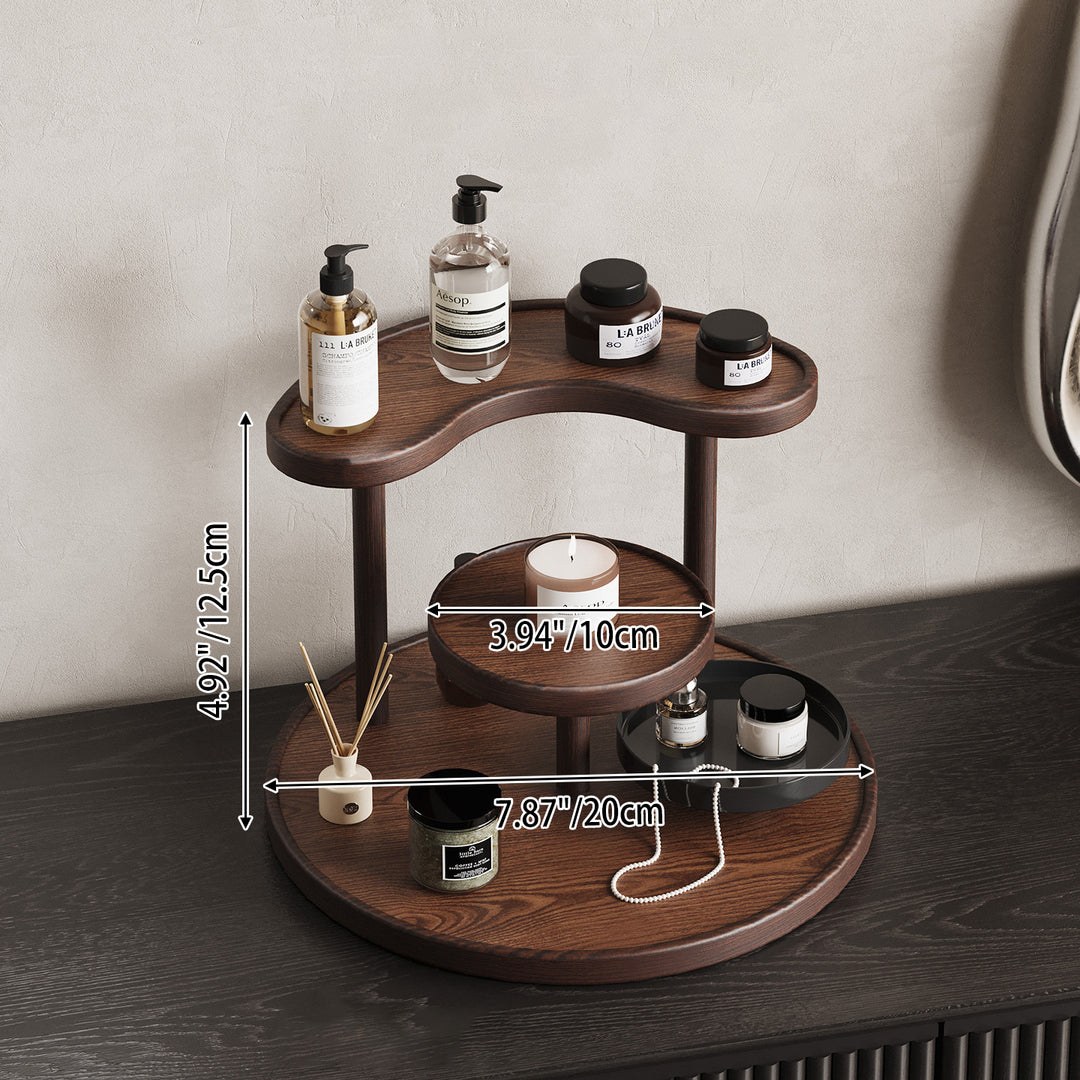Étagère de rangement à 3 niveaux en bambou et acrylique, style minimaliste moderne, organisateur de bureau pour chambre et entrée 