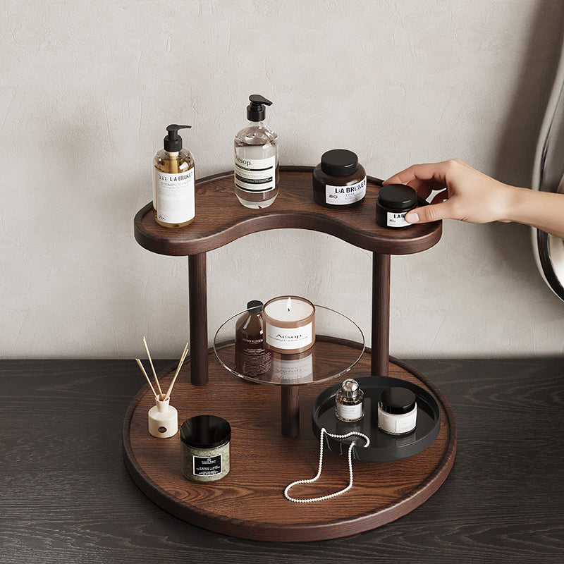 Étagère de rangement à 3 niveaux en bambou et acrylique, style minimaliste moderne, organisateur de bureau pour chambre et entrée 