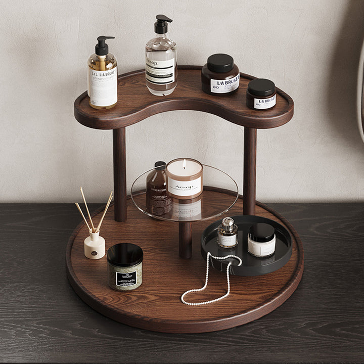 Étagère de rangement à 3 niveaux en bambou et acrylique, style minimaliste moderne, organisateur de bureau pour chambre et entrée 
