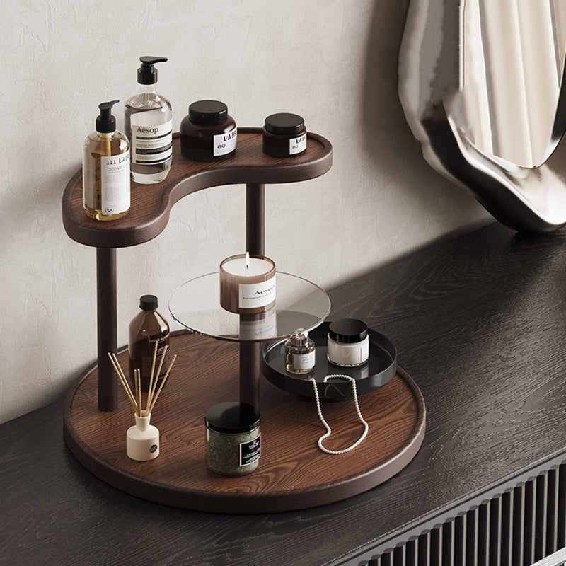 Étagère de rangement à 3 niveaux en bambou et acrylique, style minimaliste moderne, organisateur de bureau pour chambre et entrée 