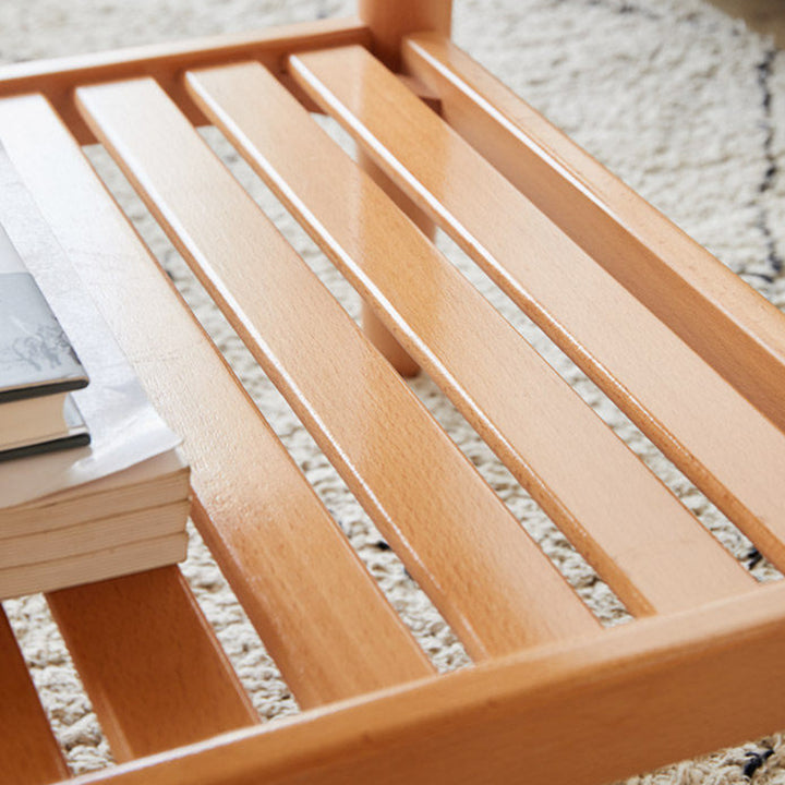 Mesa auxiliar rectangular moderna minimalista de madera maciza y vidrio con almacenamiento de 2 niveles, ahorra espacio, para sala de estar y dormitorio 