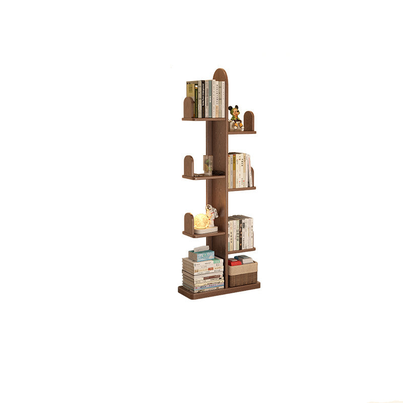 Étagère à livres cactus en bois d’hévéa massif au design contemporain et créatif avec rangement à 6 niveaux pour salon et bureau à domicile 
