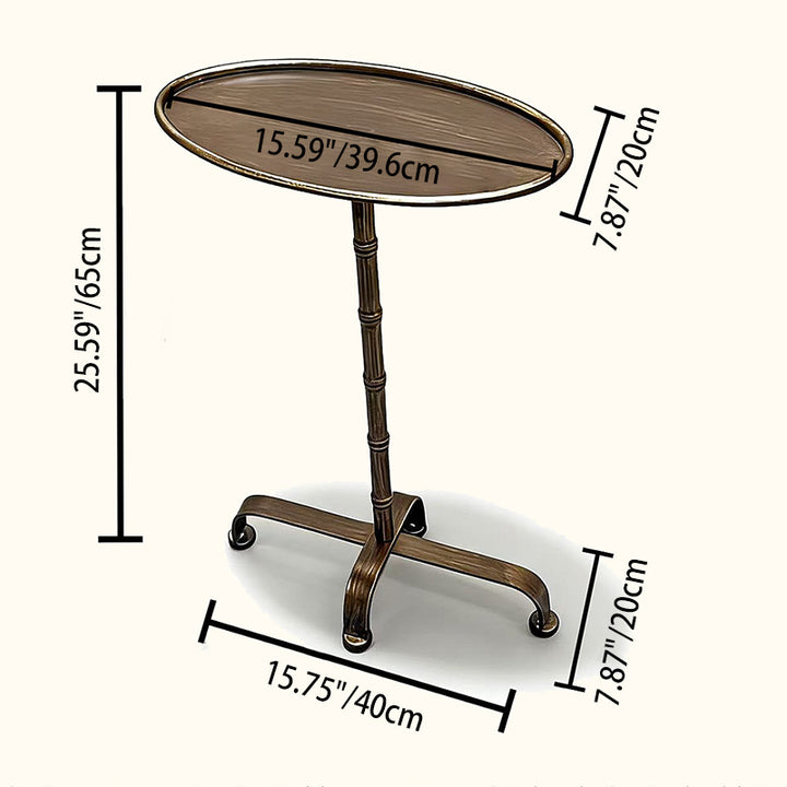 Contemporary Retro Iron Oval Side Table With Raised Edge For Living Room &amp; Bedroom