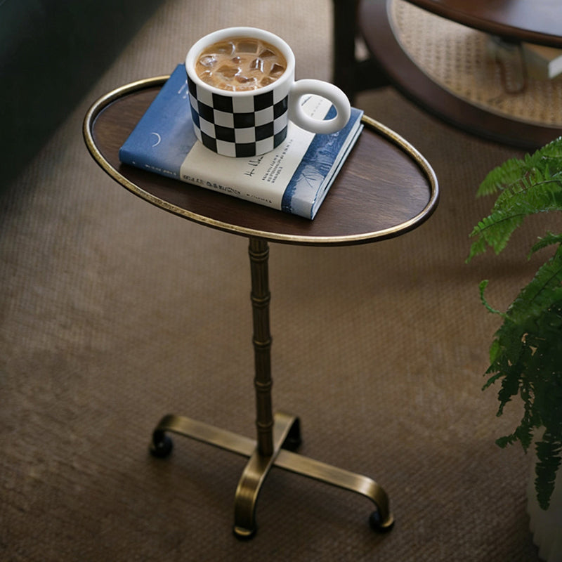 Contemporary Retro Iron Oval Side Table With Raised Edge For Living Room &amp; Bedroom