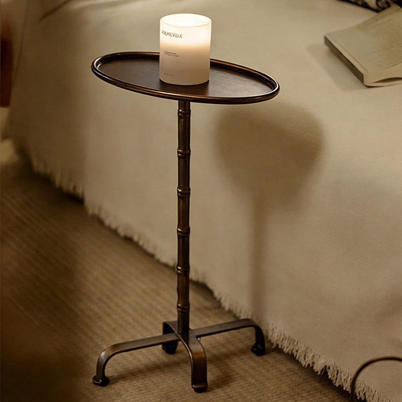 Contemporary Retro Iron Oval Side Table With Raised Edge For Living Room &amp; Bedroom