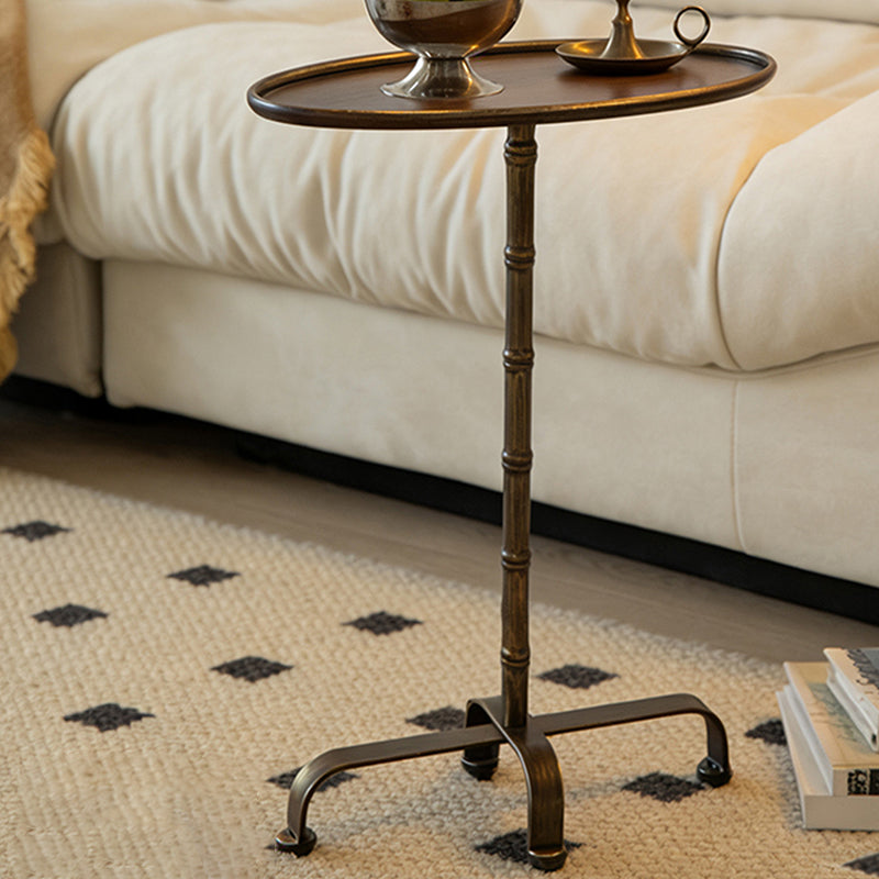 Contemporary Retro Iron Oval Side Table With Raised Edge For Living Room &amp; Bedroom