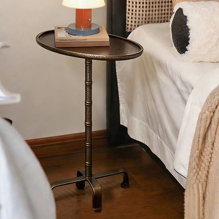 Contemporary Retro Iron Oval Side Table With Raised Edge For Living Room &amp; Bedroom