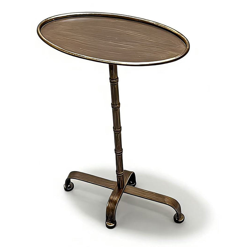 Contemporary Retro Iron Oval Side Table With Raised Edge For Living Room &amp; Bedroom