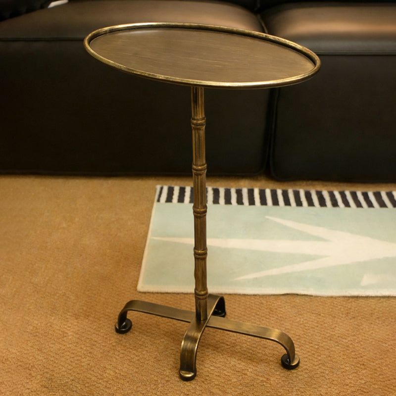 Contemporary Retro Iron Oval Side Table With Raised Edge For Living Room &amp; Bedroom