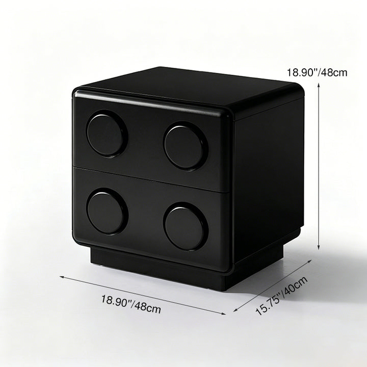 Contemporary Creative MDF Nightstand - Block-Inspired 2-Drawer Bedside Storage Cabinet With Rounded Edges & Built-in Knob Handles For Bedroom