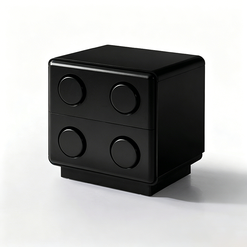 Contemporary Creative MDF Nightstand - Block-Inspired 2-Drawer Bedside Storage Cabinet With Rounded Edges &amp; Built-in Knob Handles For Bedroom