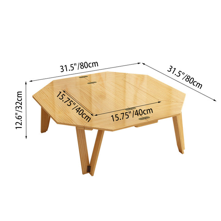 Mesa de centro plegable octagonal de madera maciza y metal, minimalista moderna, portátil para exterior, patio y camping 