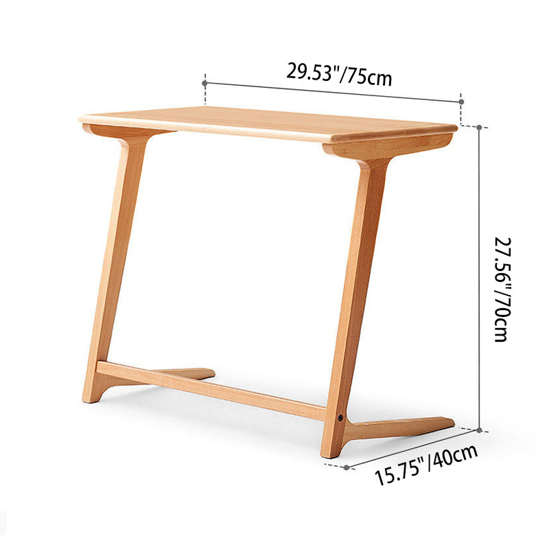Modern Minimalist Solid Oak C-Shaped Side Table Space-Saving Sofa End Table For Living Room