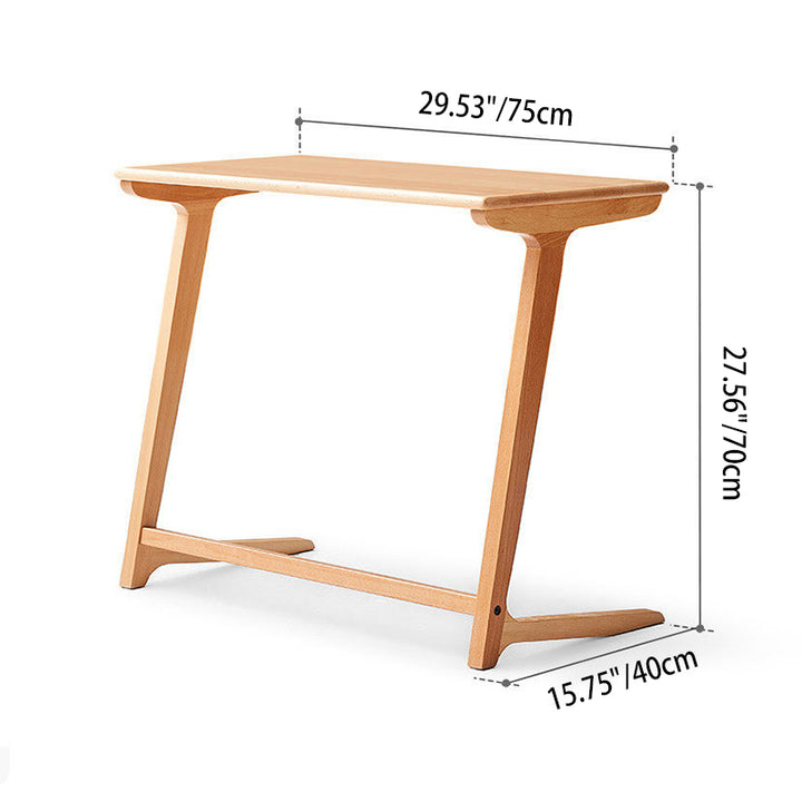 Modern Minimalist Solid Oak C-Shaped Side Table Space-Saving Sofa End Table For Living Room
