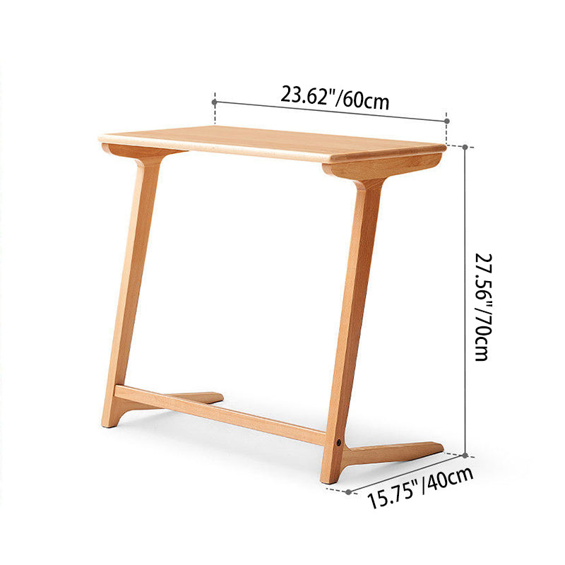 Modern Minimalist Solid Oak C-Shaped Side Table Space-Saving Sofa End Table For Living Room