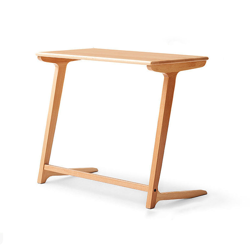 Modern Minimalist Solid Oak C-Shaped Side Table Space-Saving Sofa End Table For Living Room