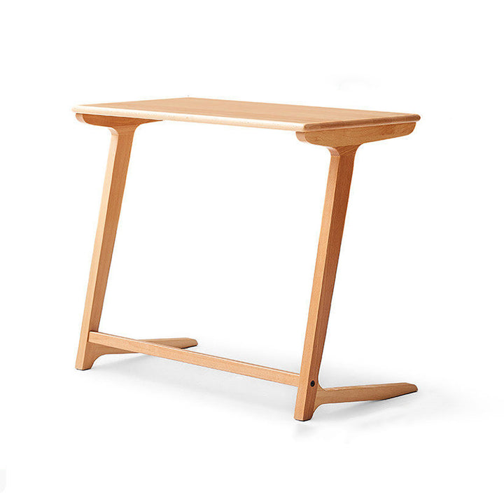 Modern Minimalist Solid Oak C-Shaped Side Table Space-Saving Sofa End Table For Living Room