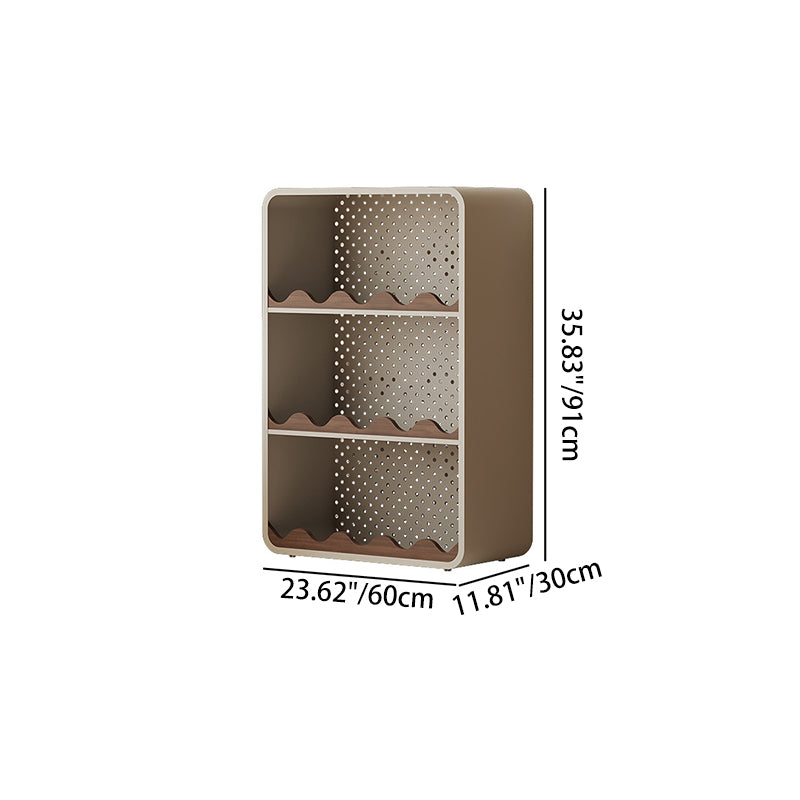 Estantería organizadora abierta contemporánea de hierro y MDF con esquinas redondeadas, rectangular, de 3/4 niveles, para almacenamiento, para hogar, oficina, dormitorio o escritorio de ventana 
