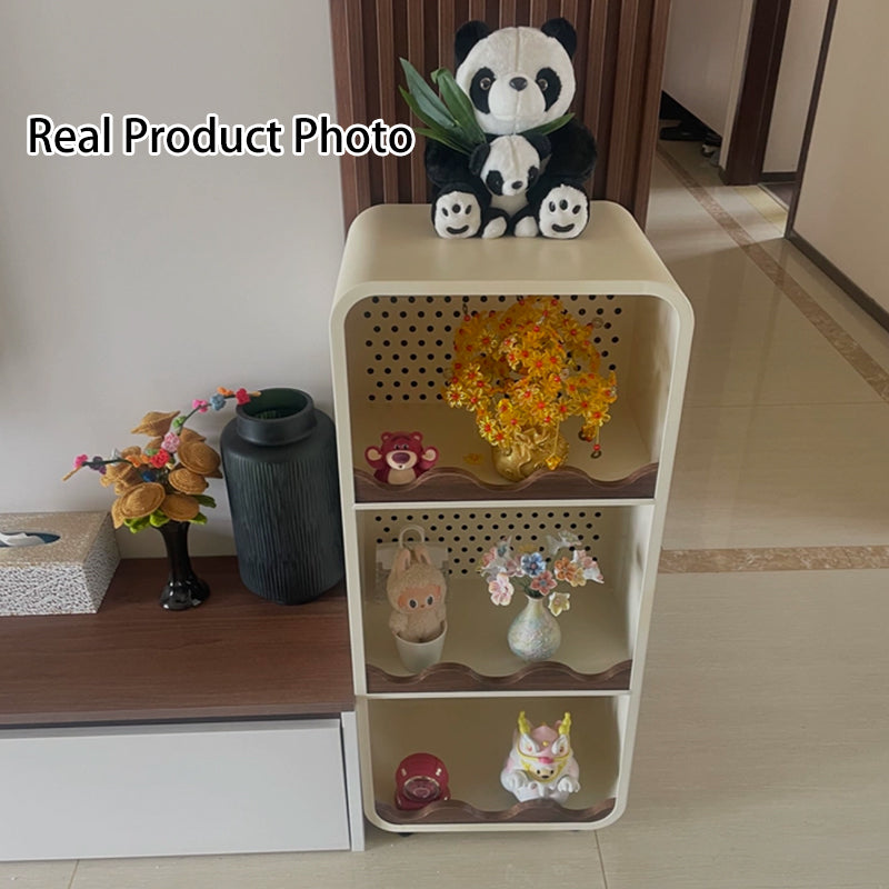 Estantería organizadora abierta contemporánea de hierro y MDF con esquinas redondeadas, rectangular, de 3/4 niveles, para almacenamiento, para hogar, oficina, dormitorio o escritorio de ventana 