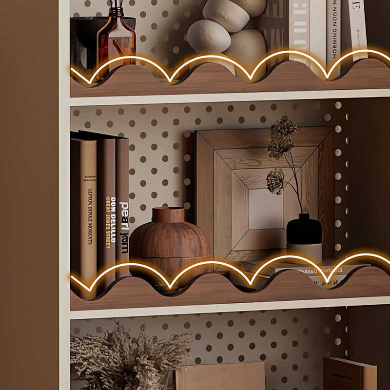 Estantería organizadora abierta contemporánea de hierro y MDF con esquinas redondeadas, rectangular, de 3/4 niveles, para almacenamiento, para hogar, oficina, dormitorio o escritorio de ventana 