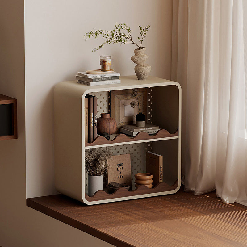 Estantería organizadora abierta contemporánea de hierro y MDF con esquinas redondeadas, rectangular, de 3/4 niveles, para almacenamiento, para hogar, oficina, dormitorio o escritorio de ventana 