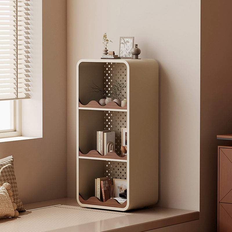 Estantería organizadora abierta contemporánea de hierro y MDF con esquinas redondeadas, rectangular, de 3/4 niveles, para almacenamiento, para hogar, oficina, dormitorio o escritorio de ventana 