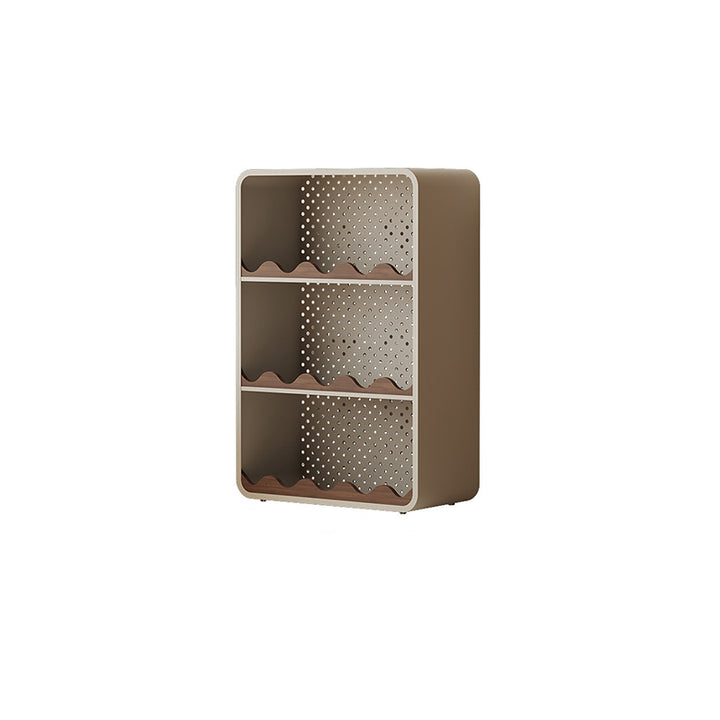 Estantería organizadora abierta contemporánea de hierro y MDF con esquinas redondeadas, rectangular, de 3/4 niveles, para almacenamiento, para hogar, oficina, dormitorio o escritorio de ventana 