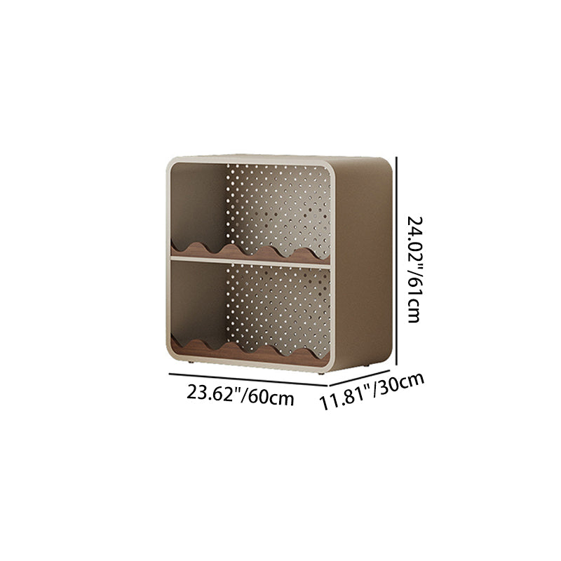 Estantería organizadora abierta contemporánea de hierro y MDF con esquinas redondeadas, rectangular, de 3/4 niveles, para almacenamiento, para hogar, oficina, dormitorio o escritorio de ventana 