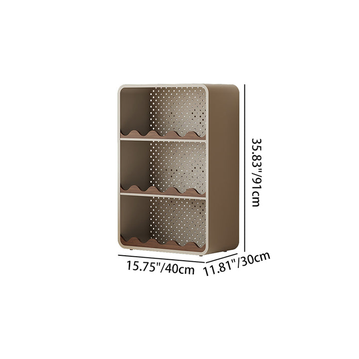 Estantería organizadora abierta contemporánea de hierro y MDF con esquinas redondeadas, rectangular, de 3/4 niveles, para almacenamiento, para hogar, oficina, dormitorio o escritorio de ventana 