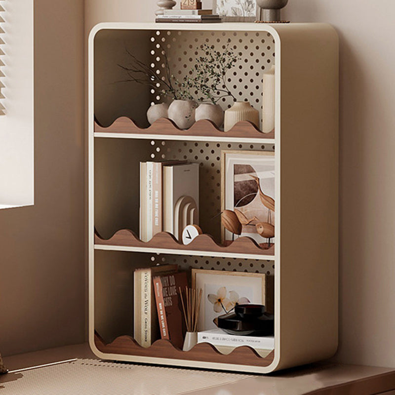 Estantería organizadora abierta contemporánea de hierro y MDF con esquinas redondeadas, rectangular, de 3/4 niveles, para almacenamiento, para hogar, oficina, dormitorio o escritorio de ventana 