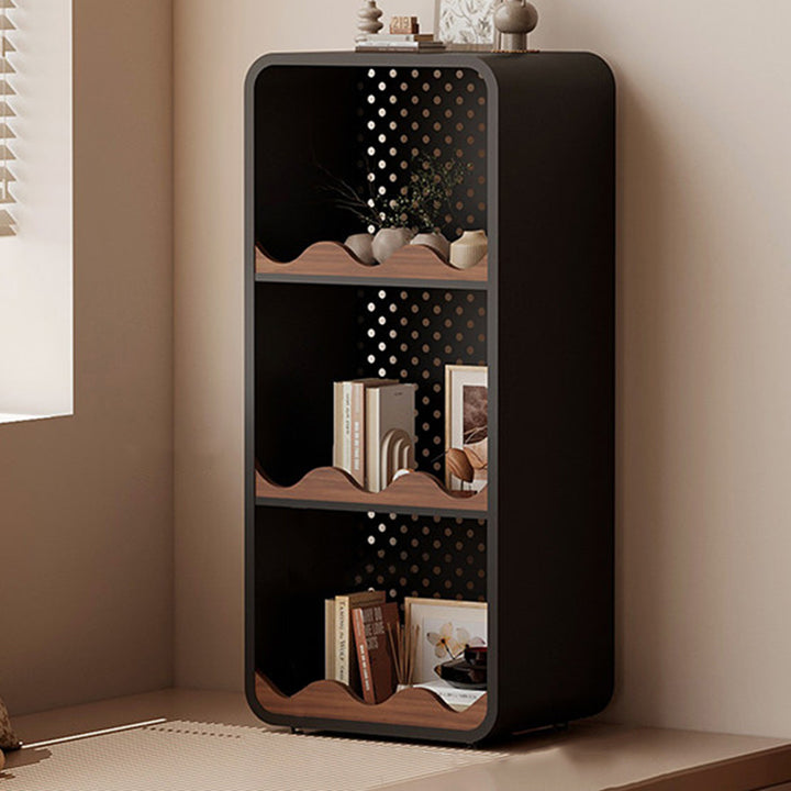 Estantería organizadora abierta contemporánea de hierro y MDF con esquinas redondeadas, rectangular, de 3/4 niveles, para almacenamiento, para hogar, oficina, dormitorio o escritorio de ventana 