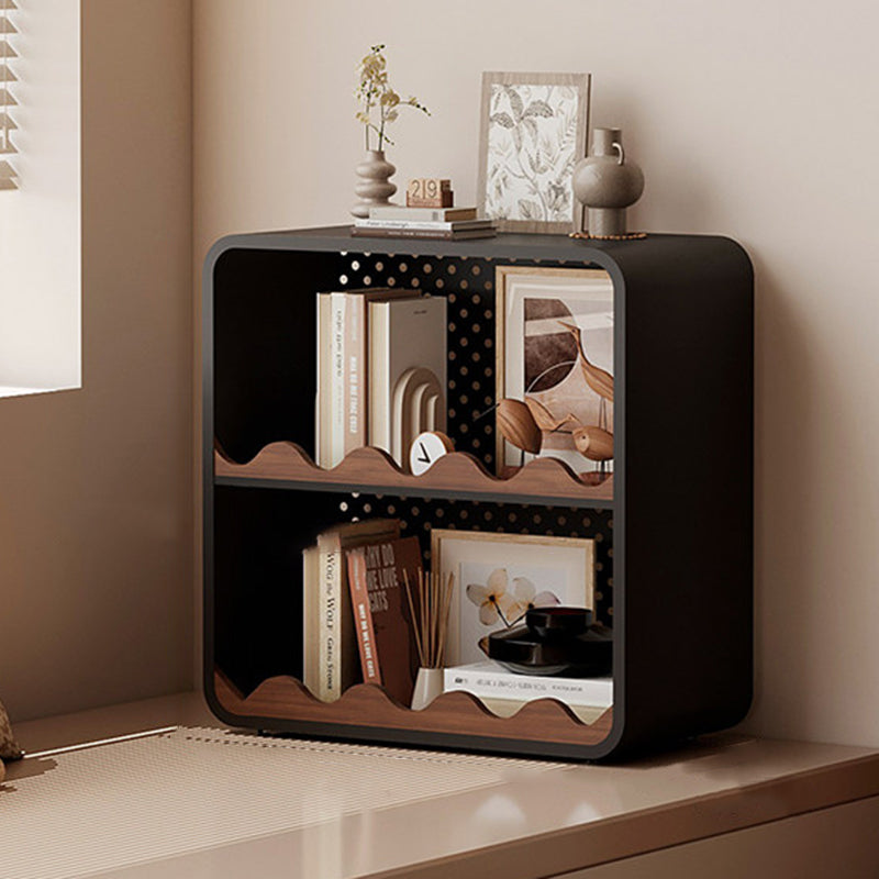 Estantería organizadora abierta contemporánea de hierro y MDF con esquinas redondeadas, rectangular, de 3/4 niveles, para almacenamiento, para hogar, oficina, dormitorio o escritorio de ventana 
