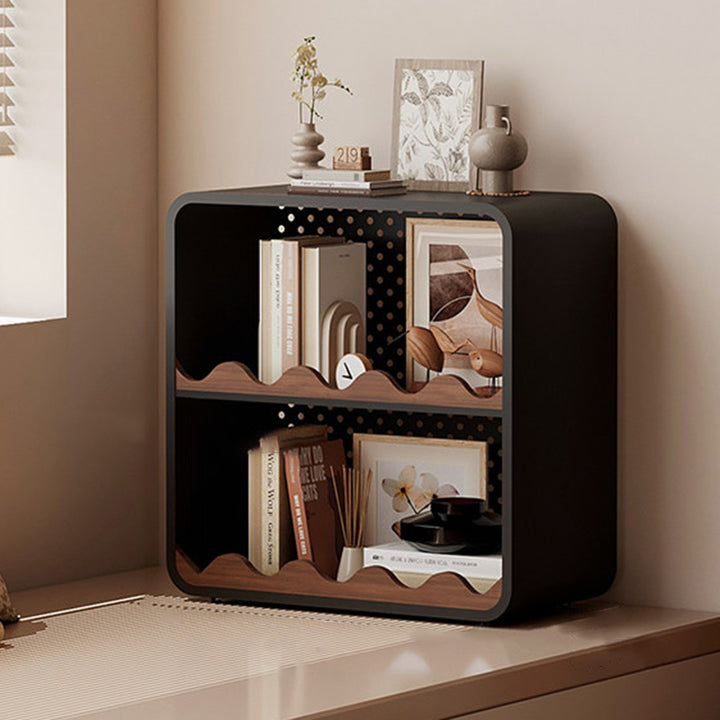 Contemporary Creative Iron & MDF Rectangular Rounded Corner Storage Shelf 3/4-Tier Open Organizer For Home Office Bedroom Window Desk