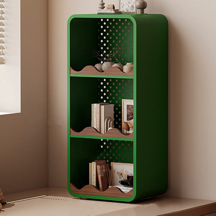 Estantería organizadora abierta contemporánea de hierro y MDF con esquinas redondeadas, rectangular, de 3/4 niveles, para almacenamiento, para hogar, oficina, dormitorio o escritorio de ventana 