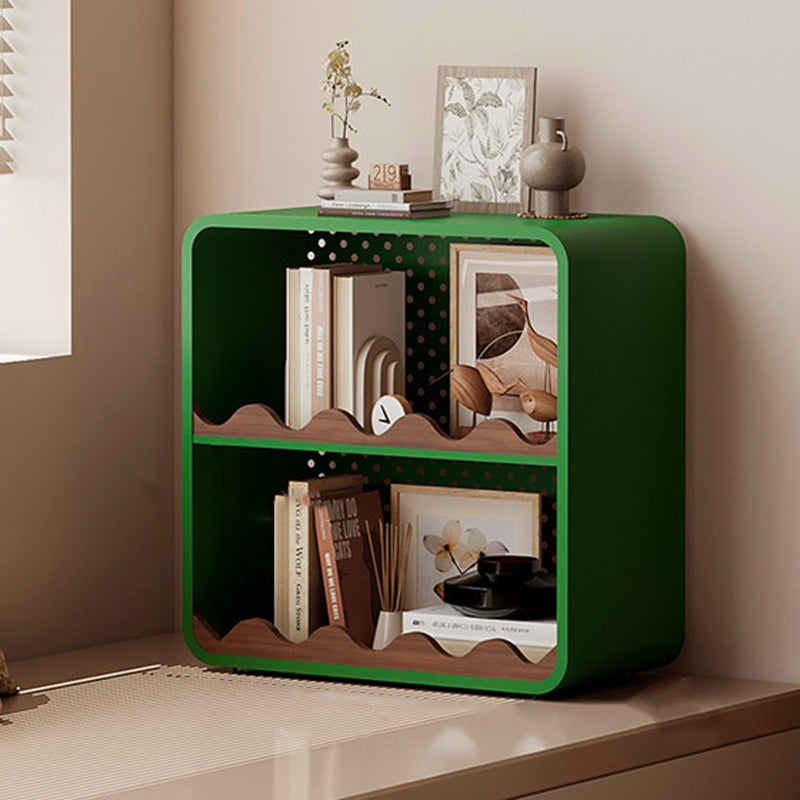 Estantería organizadora abierta contemporánea de hierro y MDF con esquinas redondeadas, rectangular, de 3/4 niveles, para almacenamiento, para hogar, oficina, dormitorio o escritorio de ventana 