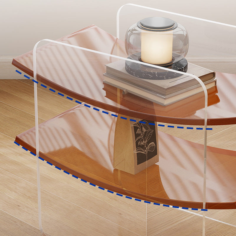 Modern Minimalist Acrylic Double U Side Table 2-Tier Open Shelving For Living Room Bedroom Balcony