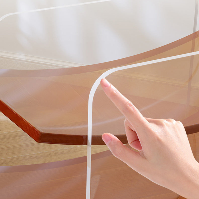 Modern Minimalist Acrylic Double U Side Table 2-Tier Open Shelving For Living Room Bedroom Balcony