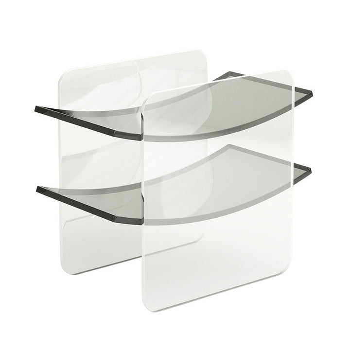 Modern Minimalist Acrylic Double U Side Table 2-Tier Open Shelving For Living Room Bedroom Balcony