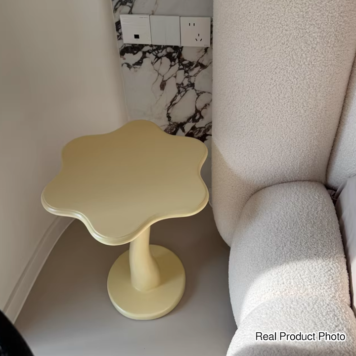Contemporary Creative Solid Wood Cloud-Shaped Cream Yellow Black Side Table For Living Room