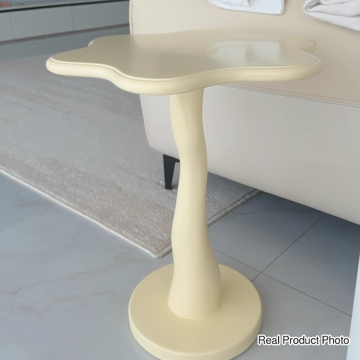 Contemporary Creative Solid Wood Cloud-Shaped Cream Yellow Black Side Table For Living Room