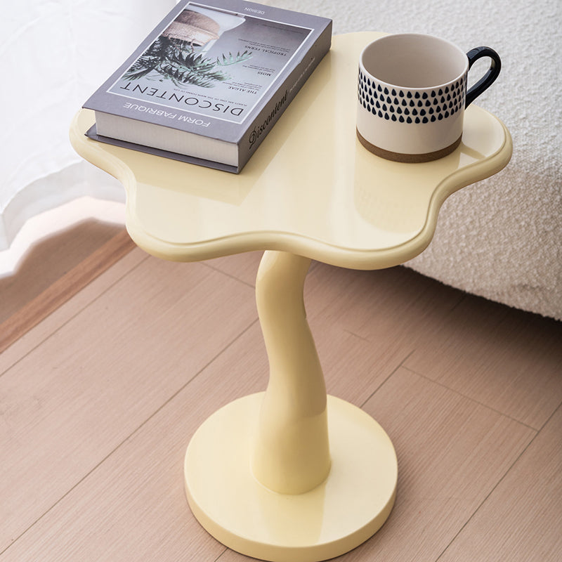 Contemporary Creative Solid Wood Cloud-Shaped Cream Yellow Black Side Table For Living Room