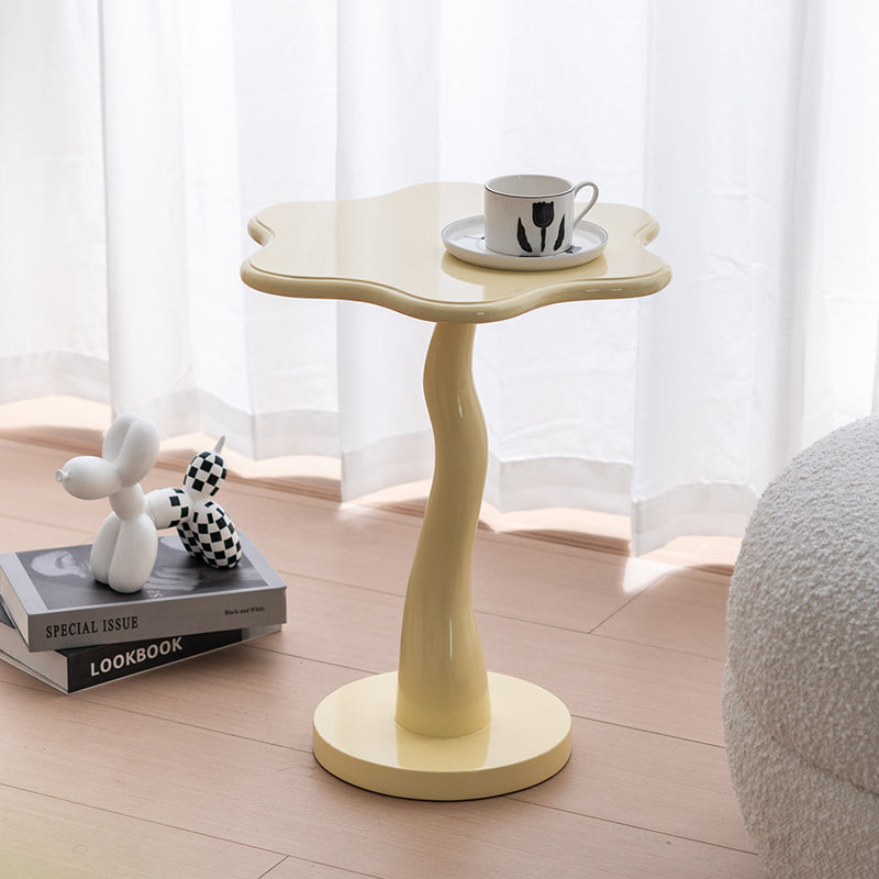 Contemporary Creative Solid Wood Cloud-Shaped Cream Yellow Black Side Table For Living Room