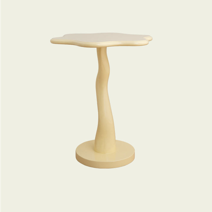Contemporary Creative Solid Wood Cloud-Shaped Cream Yellow Black Side Table For Living Room