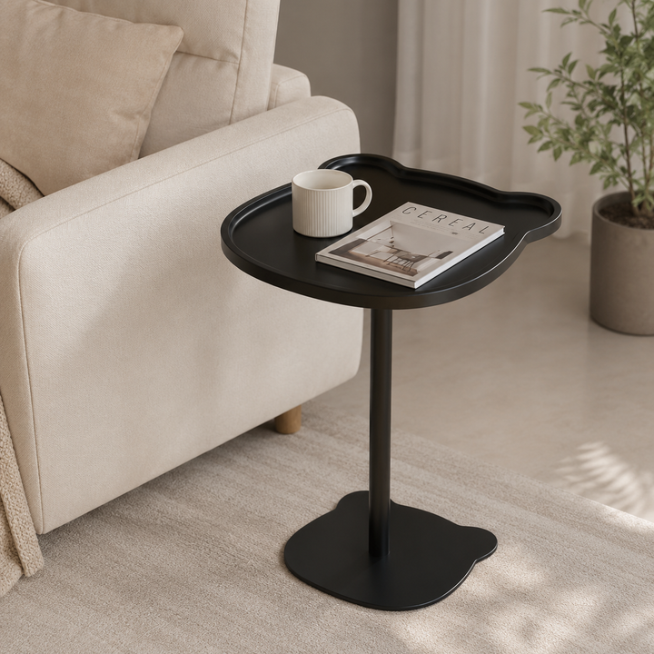 Moderner kreativer Beistelltisch aus Stahl und MDF in Bärenform mit Ablagefach für Wohnzimmer & Schlafzimmer 