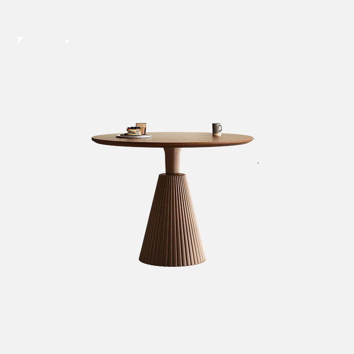 Zeitgemäßer runder Couchtisch im Retro-Stil aus Massivholz, Gummibaumholz und Sperrholz für Wohnzimmer, Esszimmer &amp; Balkon 