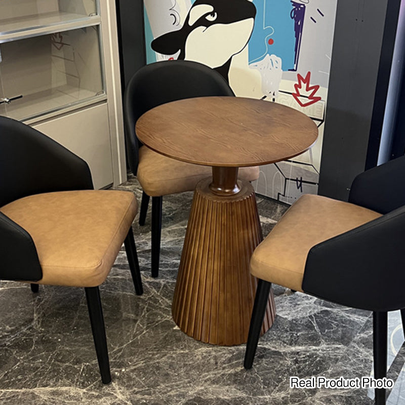 Zeitgemäßer runder Couchtisch im Retro-Stil aus Massivholz, Gummibaumholz und Sperrholz für Wohnzimmer, Esszimmer &amp; Balkon 