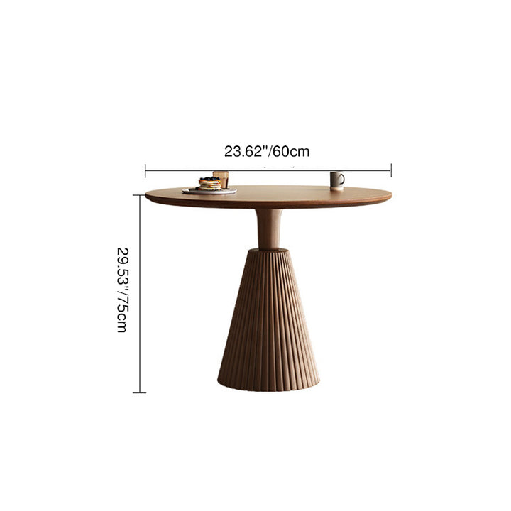 Zeitgemäßer runder Couchtisch im Retro-Stil aus Massivholz, Gummibaumholz und Sperrholz für Wohnzimmer, Esszimmer & Balkon 