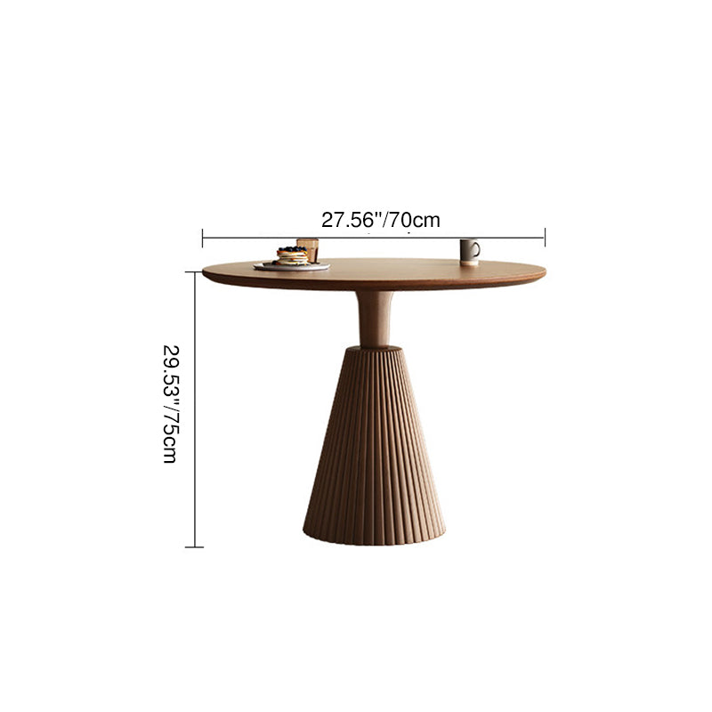 Zeitgemäßer runder Couchtisch im Retro-Stil aus Massivholz, Gummibaumholz und Sperrholz für Wohnzimmer, Esszimmer &amp; Balkon 