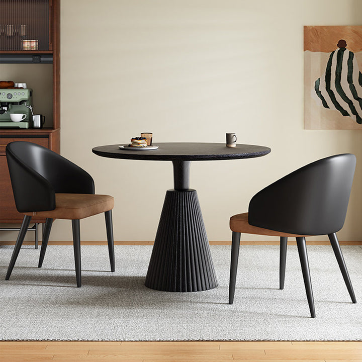 Zeitgemäßer runder Couchtisch im Retro-Stil aus Massivholz, Gummibaumholz und Sperrholz für Wohnzimmer, Esszimmer & Balkon 